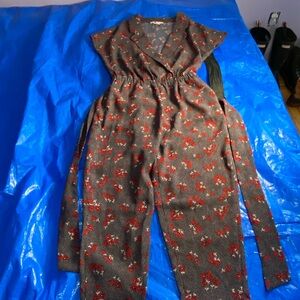 Boden Floral Jump Suit Size Us 6p UK 10 Pink Polkadot Red Flower